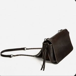 Zara EMBOSSED LEATHER CROSSBODY Bag